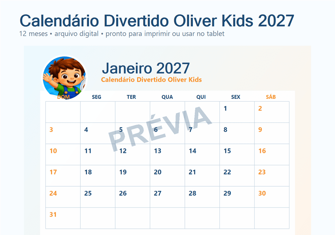 Calendário Divertido 2027